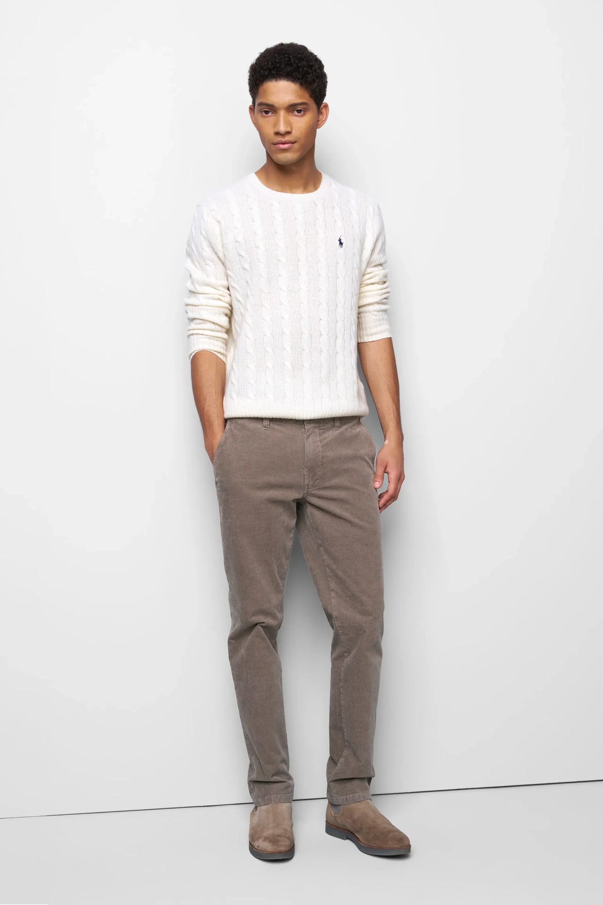MEYER M5 Move 6598 Fancy Cord Chinos - Super Stretch Organic Cotton - Stone
