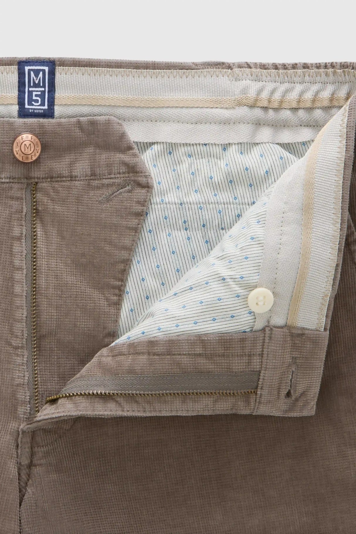 MEYER M5 Move 6598 Fancy Cord Chinos - Super Stretch Organic Cotton - Stone