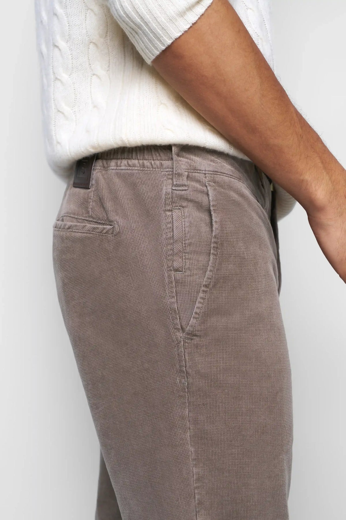 MEYER M5 Move 6598 Fancy Cord Chinos - Super Stretch Organic Cotton - Stone