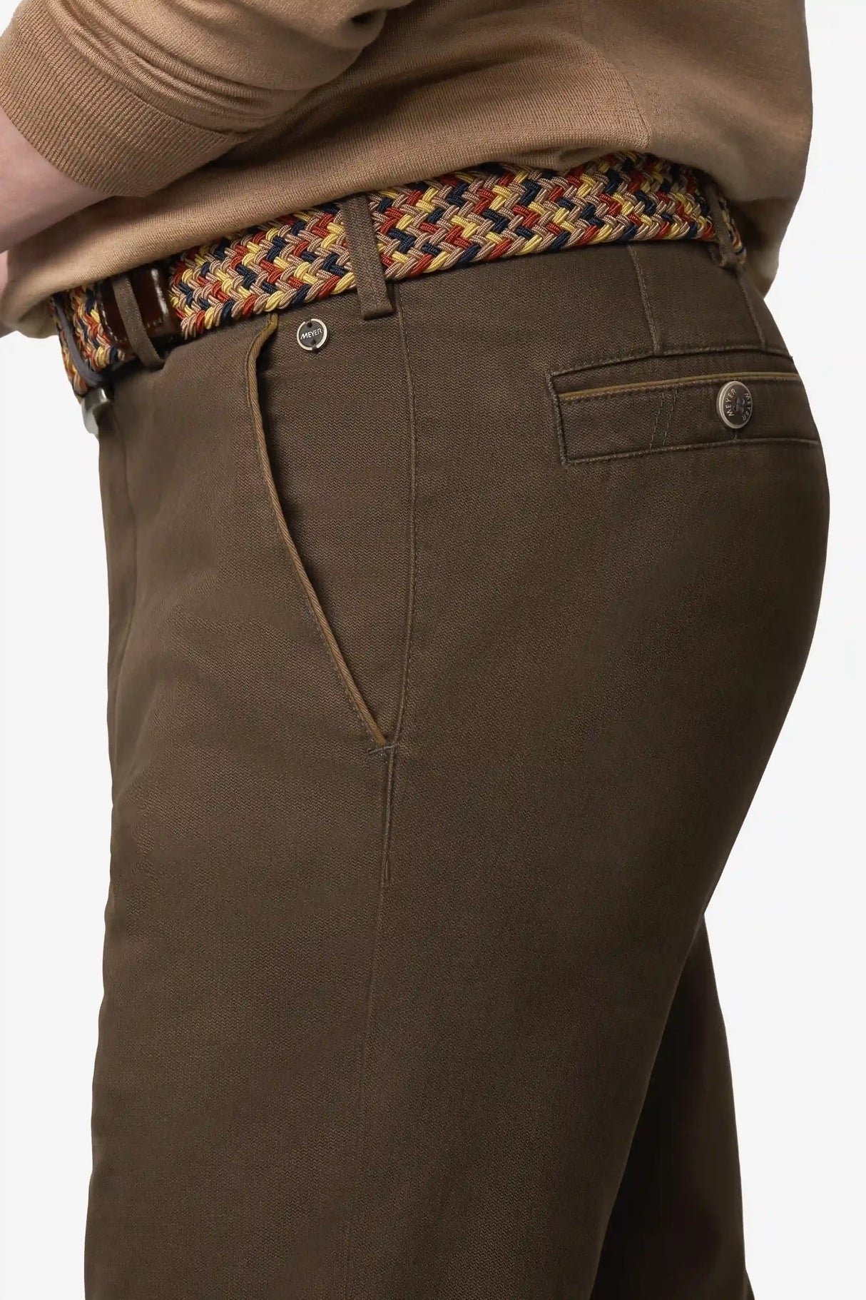 MEYER New York Trousers - 5617 Fine Texture Chinos - Brown