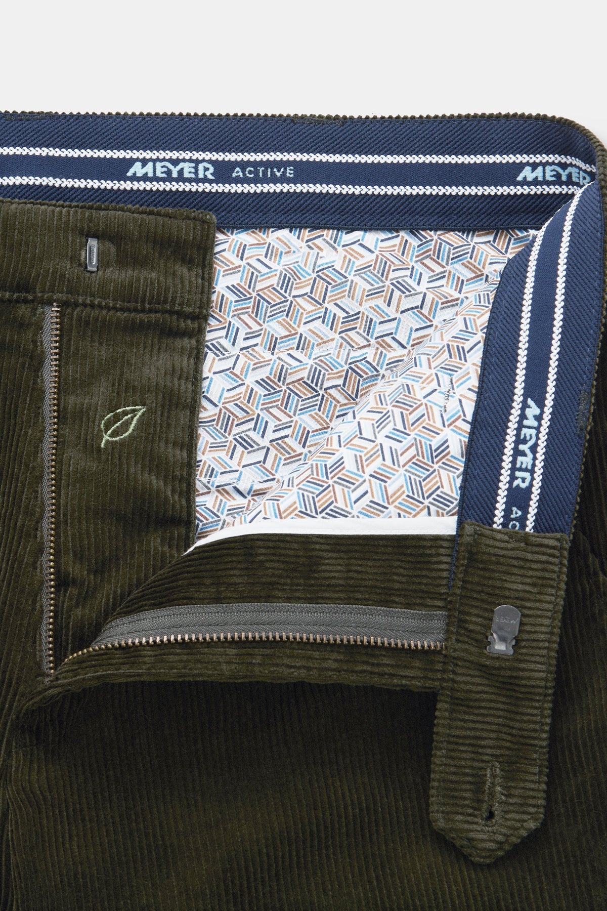 MEYER Roma Corduroy Chinos - 3708 Organic Cotton Stretch - Dark Green