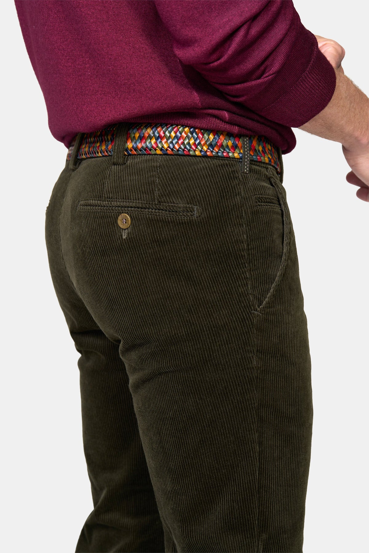 MEYER Roma Corduroy Chinos - 3708 Organic Cotton Stretch - Dark Green