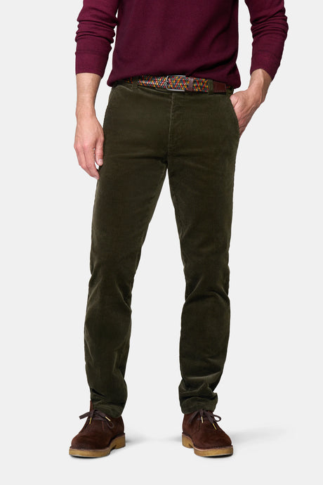 MEYER Roma Corduroy Chinos - 3708 Organic Cotton Stretch - Dark Green