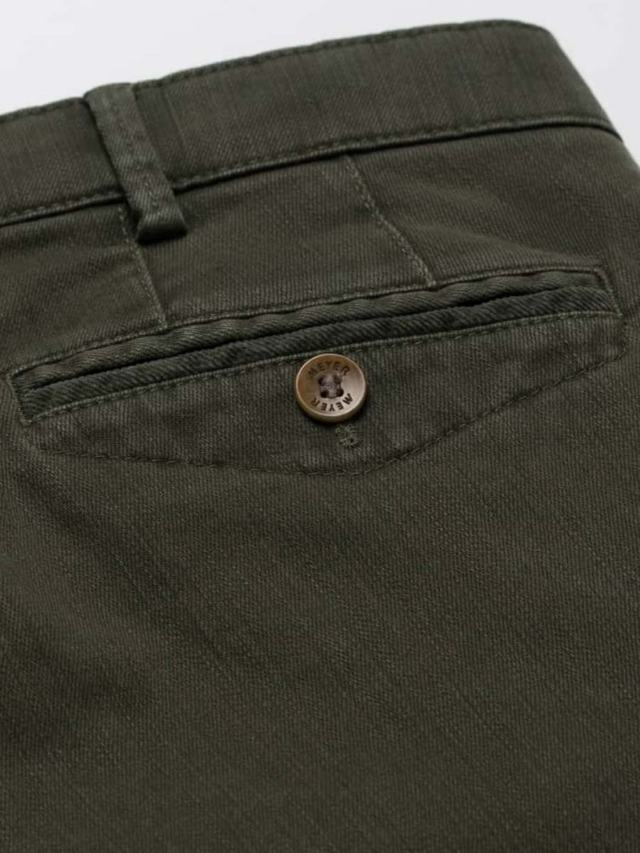 MEYER Trousers - Chicago 5606 Micro Structure Cotton Chinos - Bottle Green