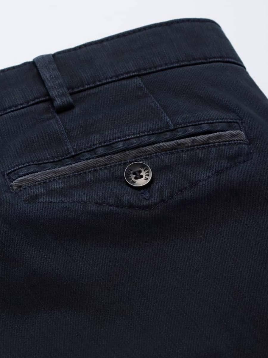 MEYER Trousers - Chicago 5606 Micro Structure Cotton Chinos - Navy
