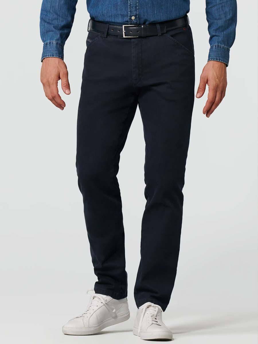 MEYER Trousers - Chicago 5606 Micro Structure Cotton Chinos - Navy