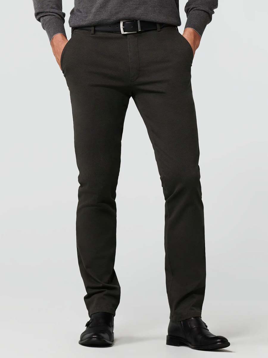 MEYER Trousers - New York 5602 Micro Print Twill Cotton Chinos - Charcoal