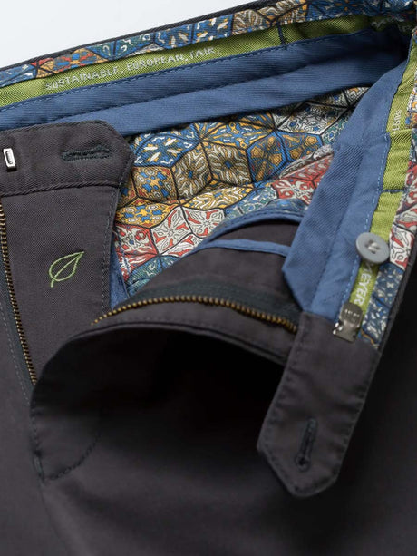 MEYER Trousers - Oslo 316 Luxury Cotton Chinos - Expandable Waist - Charcoal