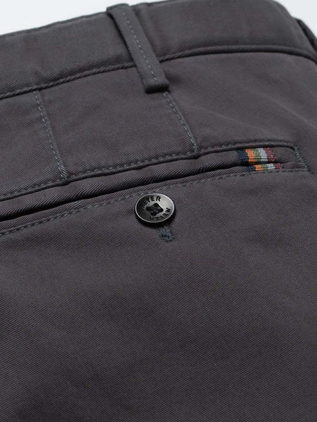MEYER Trousers - Oslo 316 Luxury Cotton Chinos - Expandable Waist - Charcoal