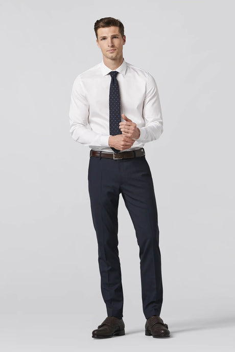 MEYER Oslo Trousers - 344 Flex Tropical Wool-Mix - Navy Meyer