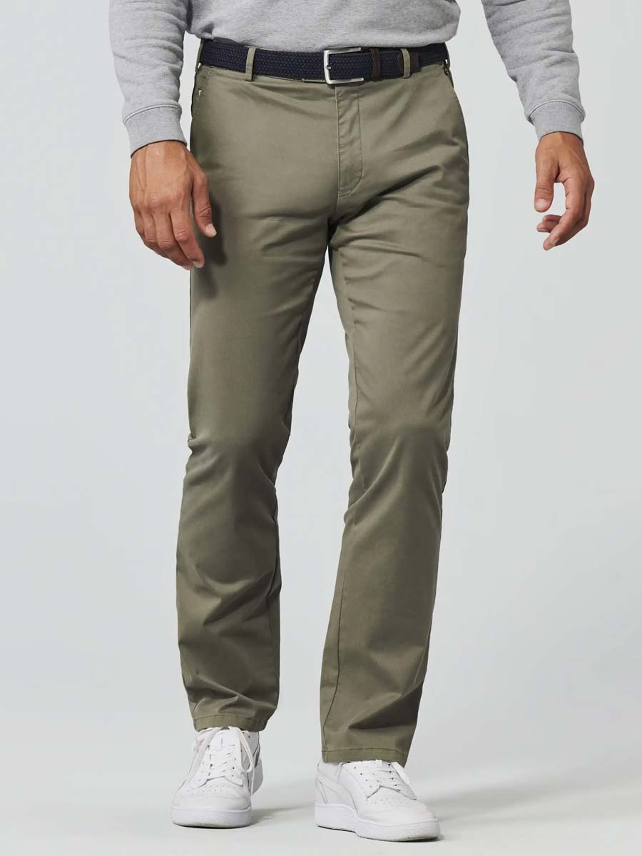 MEYER Trousers - Roma 3001 Summer-Weight Fairtrade Cotton Chinos - Olive