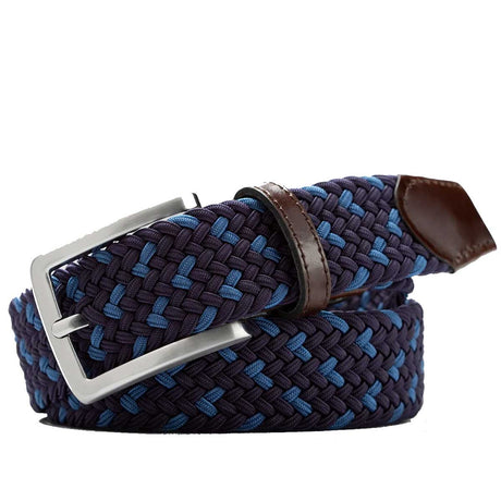 MEYER Woven Belt - Super Stretch - Multi Colour Navy