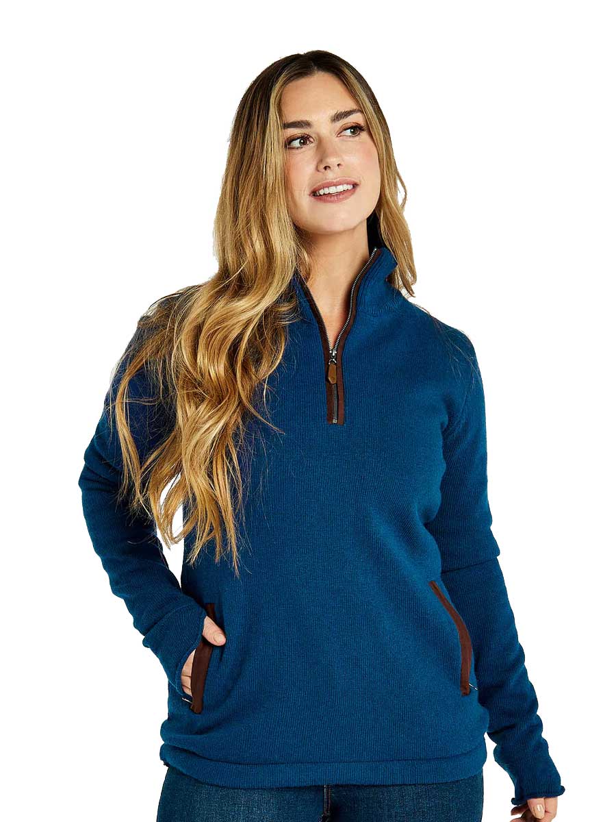 DUBARRY Morrisey Zip Neck Sweater - Women's - Peacock Blue