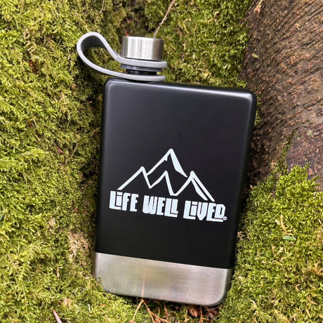 LIFE WELL LIVED Mountain Edition 12oz Hip Flask - Black