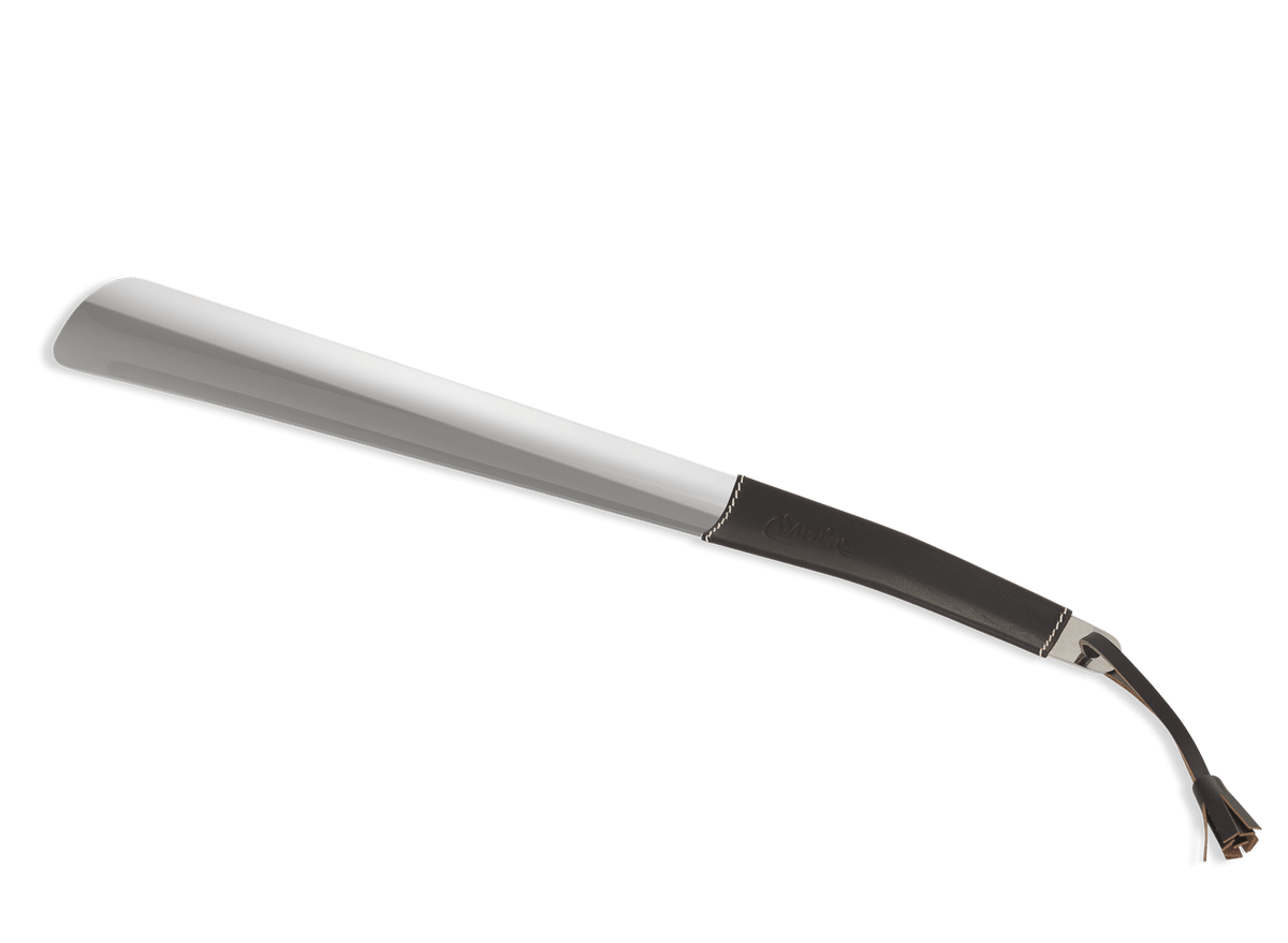 Saphir Médaille d'Or Nickel-Plated Shoe Horn – Brown Leather