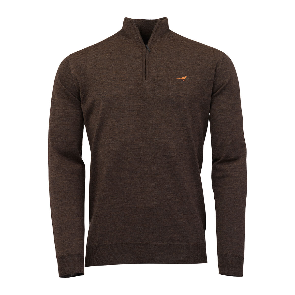 LAKSEN Norfolk Zip Neck Merino Sweater - Mens - Brownie