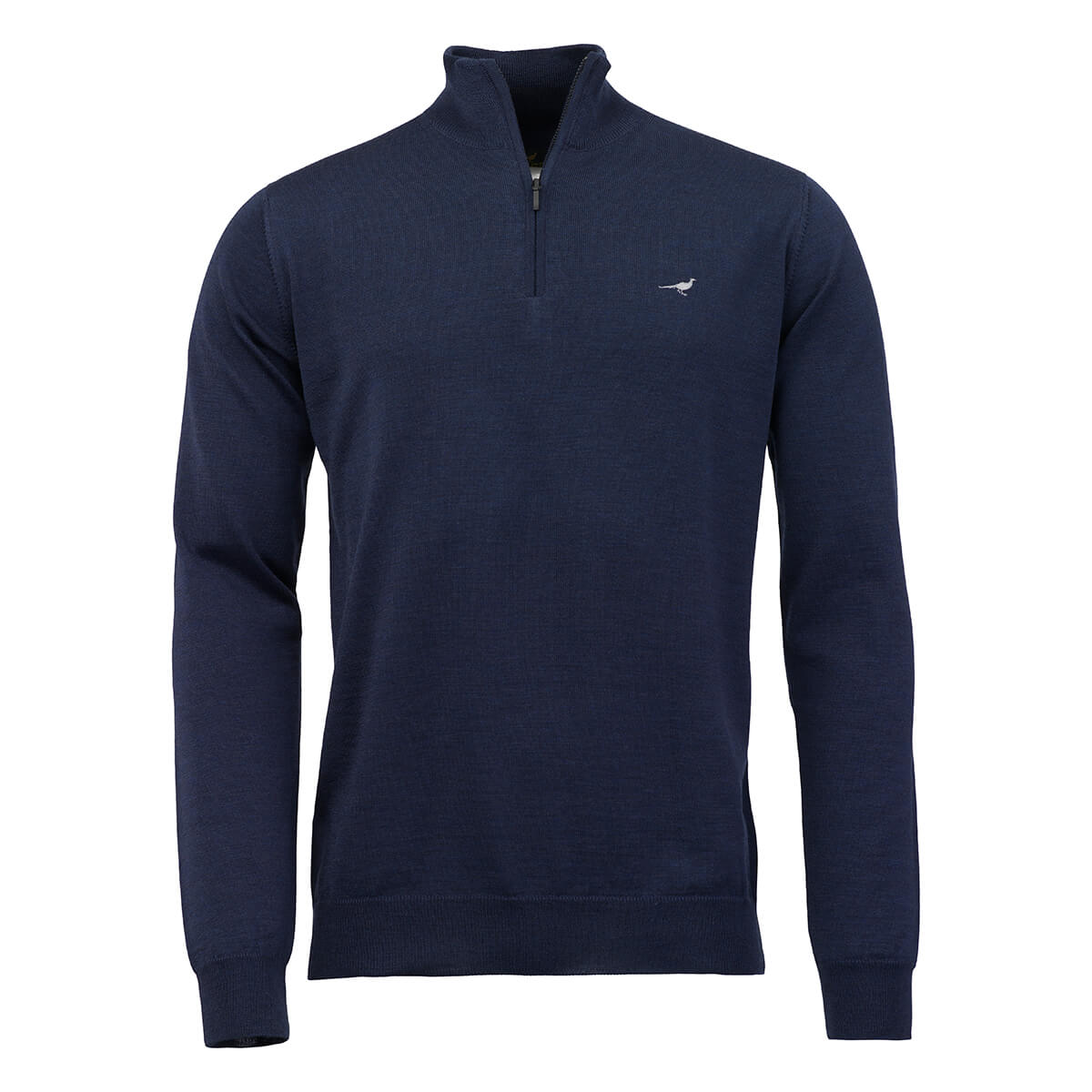 LAKSEN Norfolk Zip Neck Merino Sweater - Mens - Supernavy