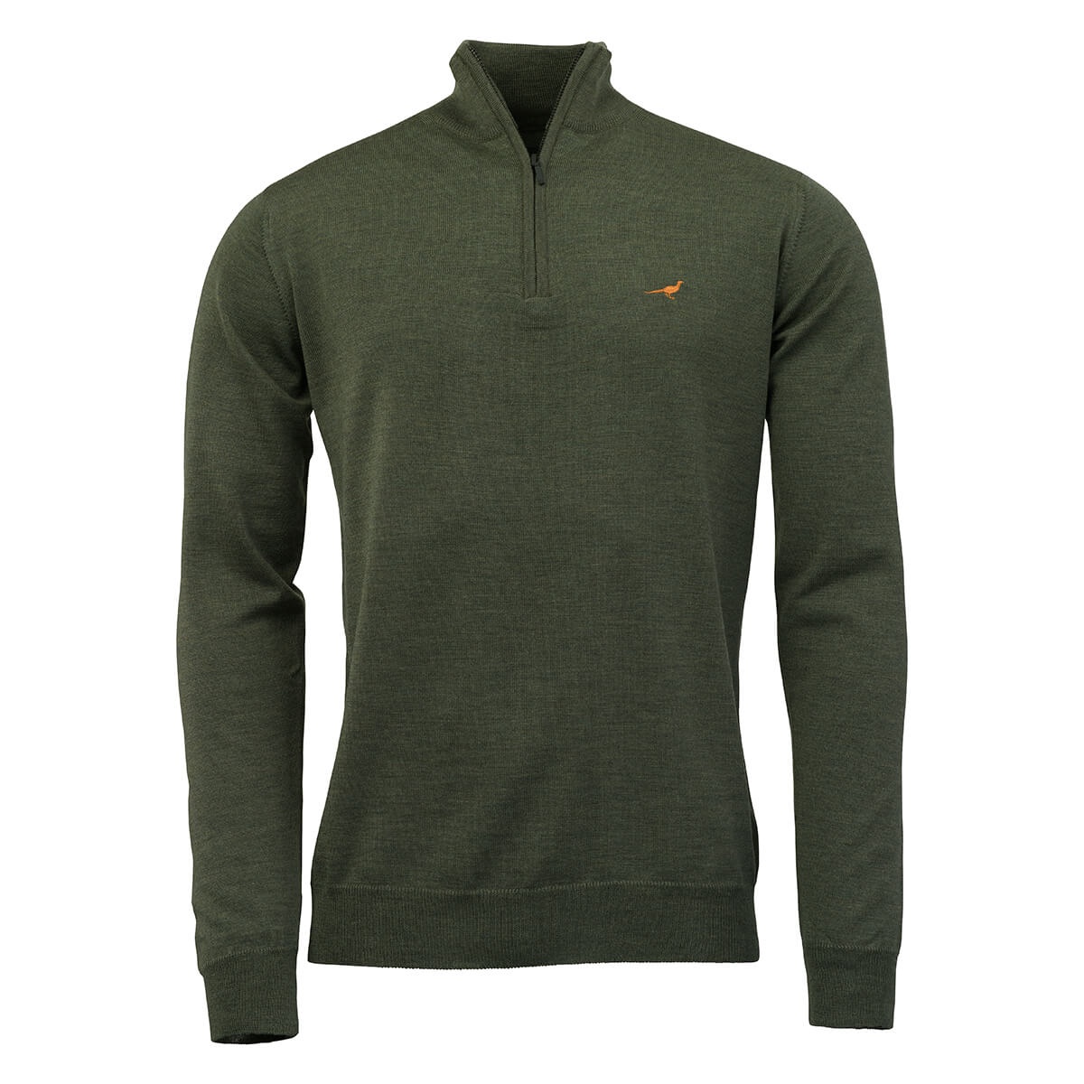 LAKSEN Norfolk Zip Neck Merino Sweater - Mens - Woody