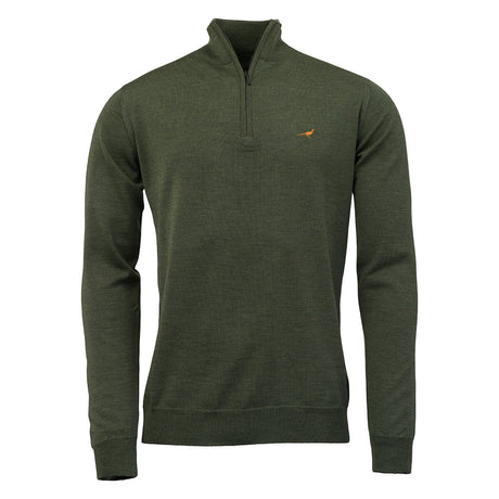 LAKSEN Norfolk Zip Neck Merino Sweater - Mens - Woody