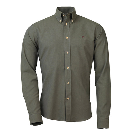 LAKSEN Oliver Brushed Cotton Shirt - Mens - Olive