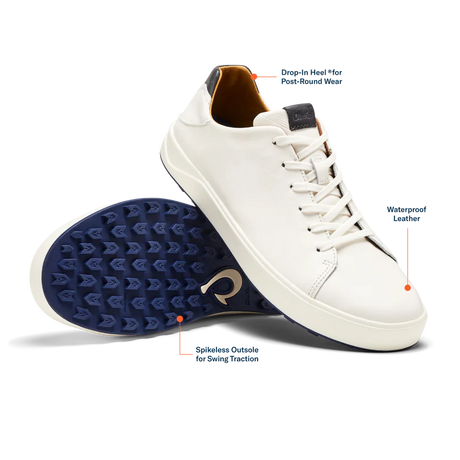 OLUKAI Wai‘alae Men’s Golf Shoes – Lightweight Performance – White