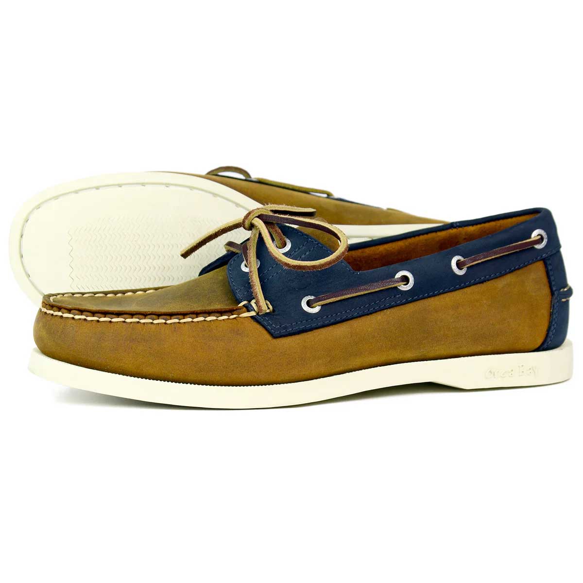 ORCA BAY Clovelly Leather Deck Shoes - Womens - Sand / Navy