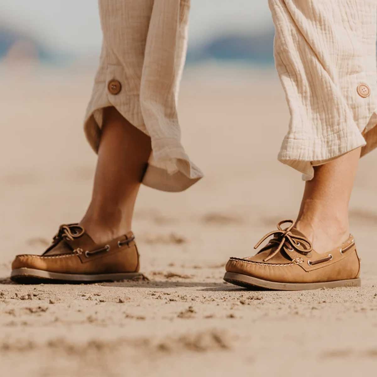 ORCA BAY Ladies Creek Leather Deck Shoes - Sand