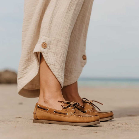 ORCA BAY Ladies Creek Leather Deck Shoes - Sand