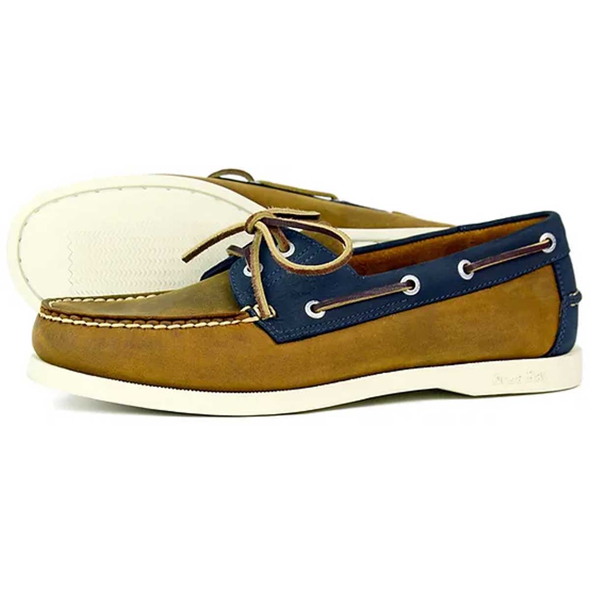 ORCA BAY Men's Clovelly Leather Deck Shoes - Sand / Navy
