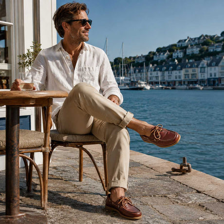 ORCA BAY Mens Creek Leather Deck Shoes - Saddle