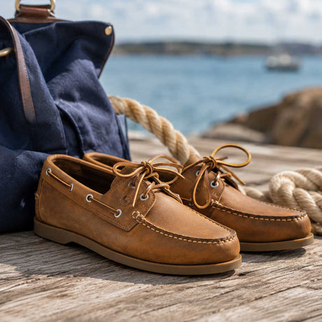 ORCA BAY Mens Creek Leather Deck Shoes - Sand