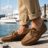 ORCA BAY Mens Creek Leather Deck Shoes - Sand