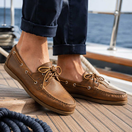 ORCA BAY Mens Creek Leather Deck Shoes - Sand