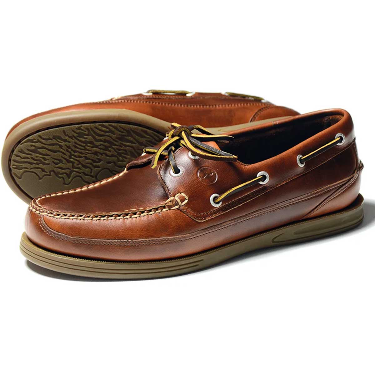 ORCA BAY Mens Fowey Leather Deck Shoes - Saddle