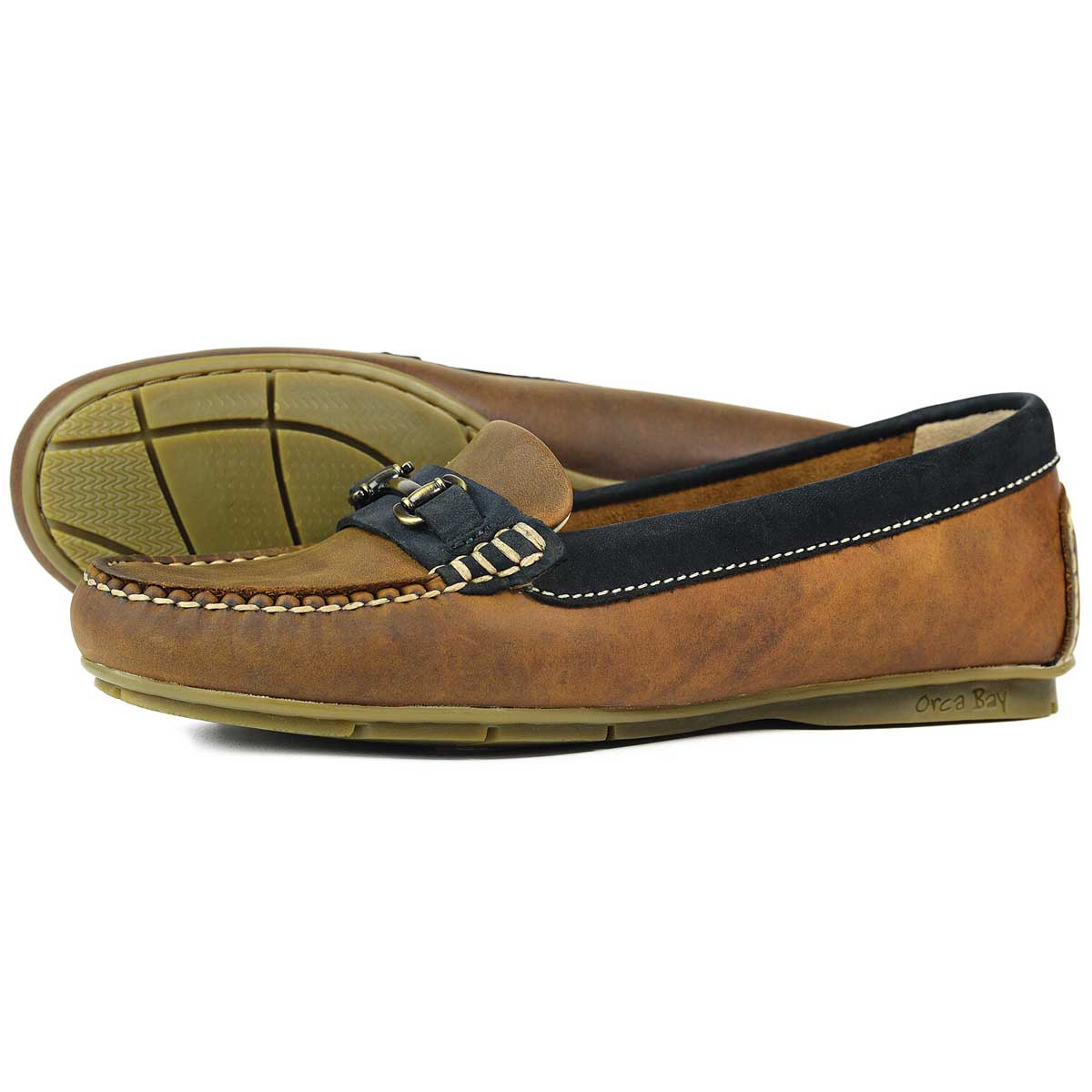 ORCA BAY Verona Leather Loafers - Sand / Navy