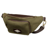 PAMPEANO Rinonera crossbody bag - brown leather and forest canvas