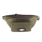 PAMPEANO Rinonera crossbody bag - brown leather and forest canvas - image 2
