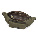 PAMPEANO Rinonera crossbody bag - brown leather and forest canvas - image 4