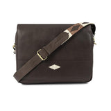 PAMPEANO Entregar messenger bag - brown leather with cream stitching - image 2