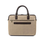 PAMPEANO Mensajero briefcase - brown leather and sand canvas with cream stitching - image 2