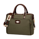 PAMPEANO Mensajero briefcase - brown leather and forest canvas - image 2