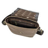 PAMPEANO Bandolera crossbody bag - brown leather and sand canvas - image 3