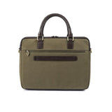 PAMPEANO Mensajero briefcase - brown leather and forest canvas - image 4