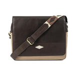 PAMPEANO Entregar messenger bag - brown leather and sand canvas - image 2