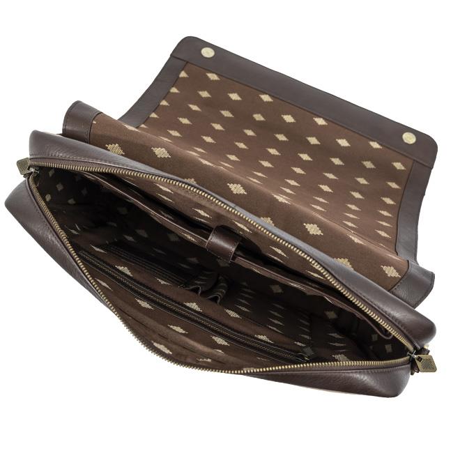 PAMPEANO Entregar messenger bag - brown leather and sand canvas - image 4