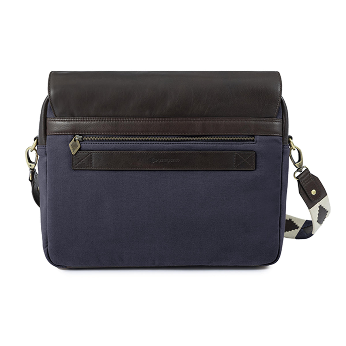 PAMPEANO Entregar messenger bag - brown leather and navy canvas - image 2