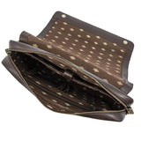 PAMPEANO Entregar messenger bag - brown leather and forest canvas - image 2