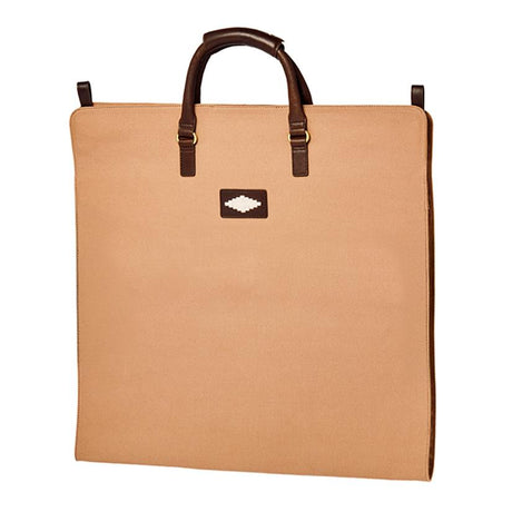 PAMPEANO Traje suit cover - brown leather and sand canvas – front product view