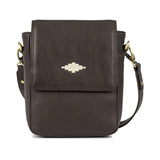 PAMPEANO Bandolera crossbody bag - brown leather with cream stitching