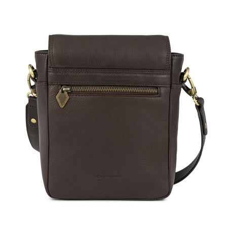 PAMPEANO Bandolera crossbody bag - brown leather with cream stitching – alternative product view